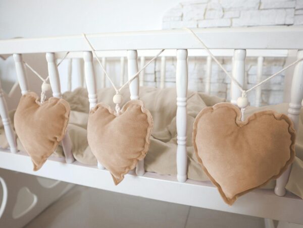 Girlande Herzen Velours Braun