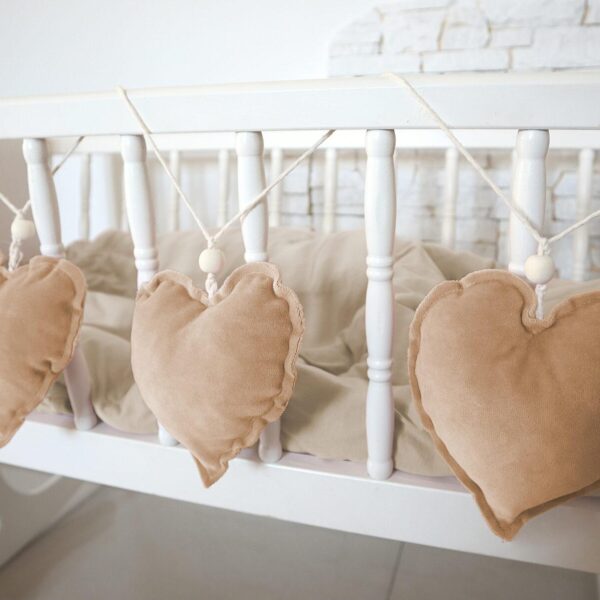 Girlande Herzen Velours Braun
