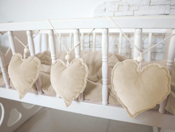 Girlande Herzen Velours Beige