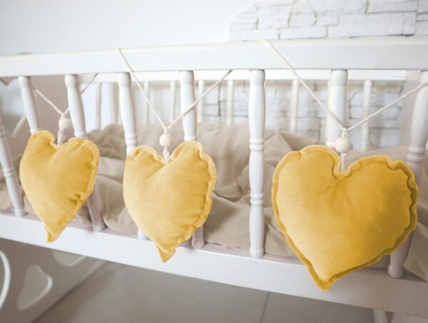 Girlande Herzen Velours Senf
