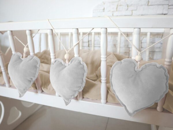 Girlande Herzen Velours Grau