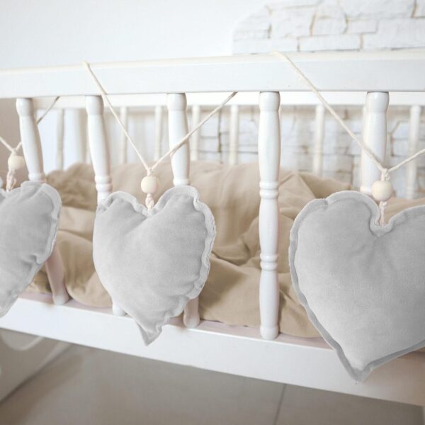 Girlande Herzen Velours Grau