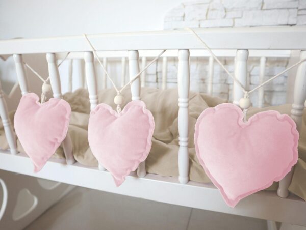 Girlande Herzen Velours Rosa