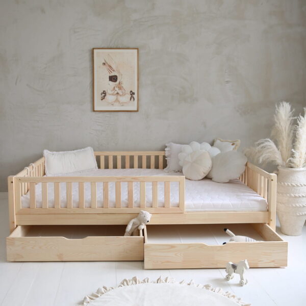 Jugendbett Rico B 140x200 mit 2x Stand. Schubladen, Rausfallschutz 2/3 Bettlänge | Weiß Frau A.Catherine Eifler – Bild 2