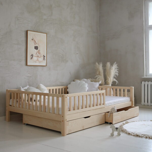 Jugendbett Rico B 140x200 mit 2x Stand. Schubladen, Rausfallschutz 2/3 Bettlänge | Weiß Frau A.Catherine Eifler