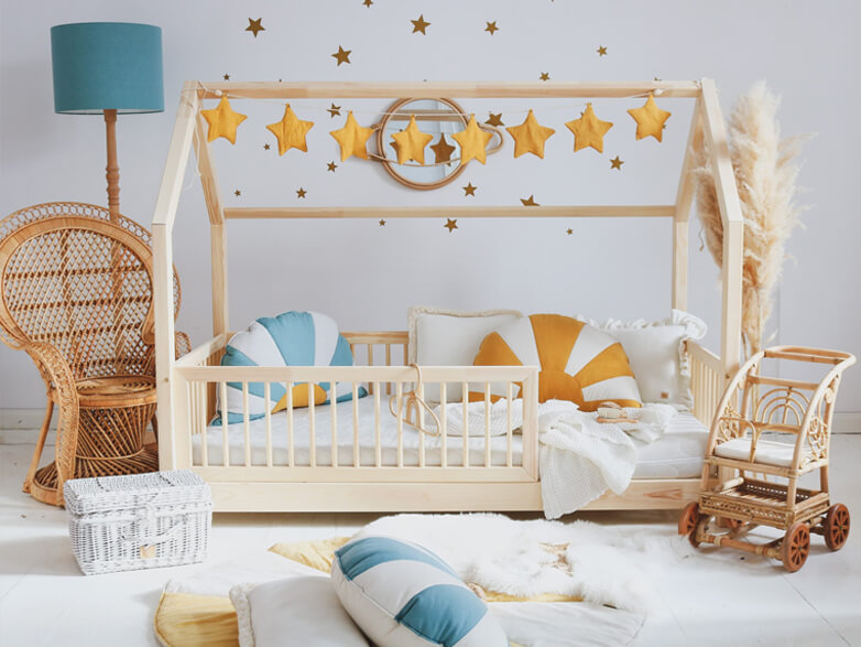 Hausbett gestalten in Boho-Stil